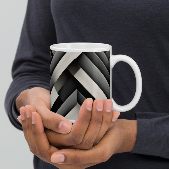 White Glossy Mug, Modern Weave