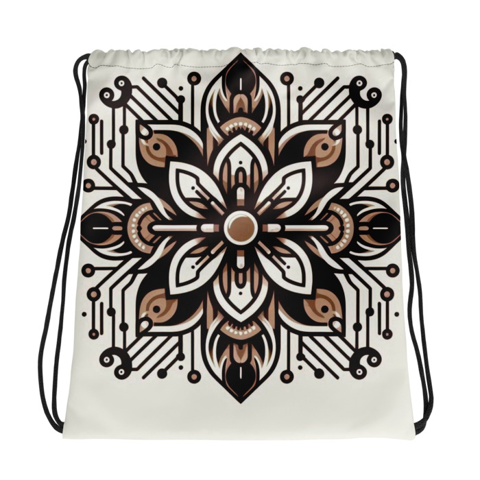 Drawstring Bag, Cyber Petal Harmony