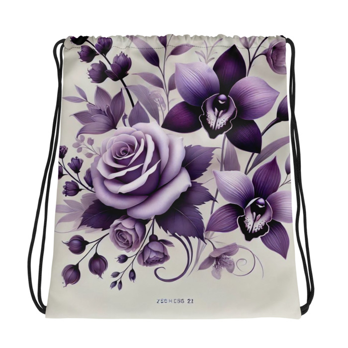 Drawstring Bag, Violet Elegance