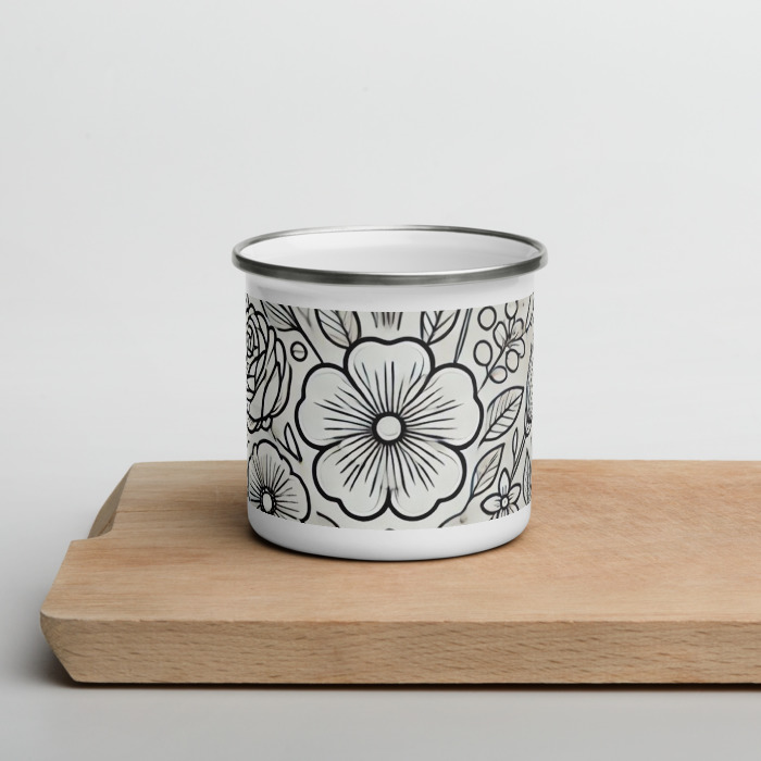 Enamel Mug, Blossom Symphony