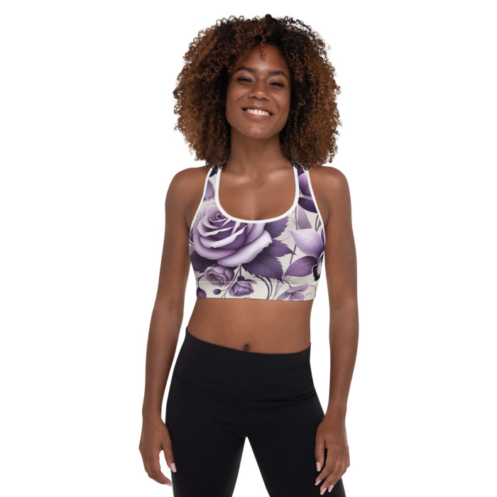 Padded Sports Bra, Violet Elegance